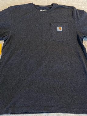 Carhartt Men's Heather Charcoal Pocket Tee with Logo Patch